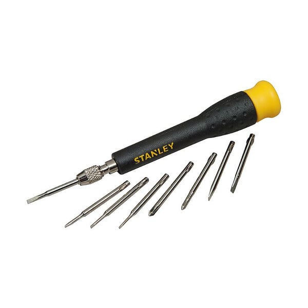 STANLEY - Micro tournevis de précision - 16 embouts - acier chromé - large