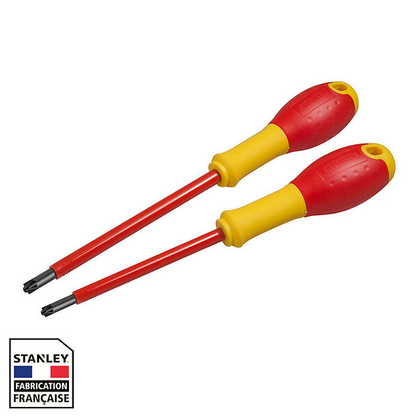STANLEY Fatmax - Tournevis borniers isolés 1000V - Pozidriv - Set de 2 - large