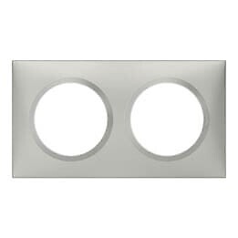 LEGRAND - Plaque carrée Dooxie 2 postes - Effet aluminium - Aluminium - large