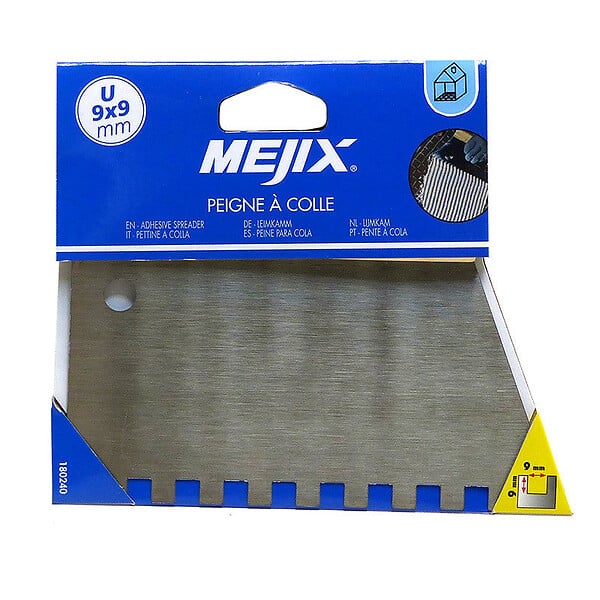 MEJIX - Peigne à colle manche bois 220mm - Denture U 9x9 - large