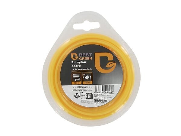 BESTGREEN - Fil débroussailleuse profil carré - Nylon - 2,4mm x 12,20m - large