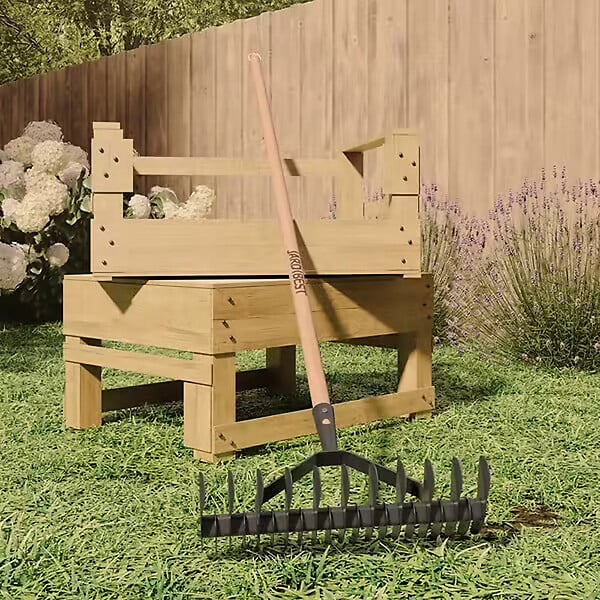 JARDIBEST - Scarificateur - Acier et bois - 32 dents - large