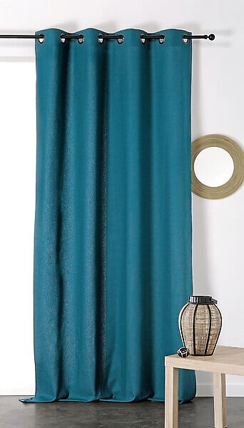MODE DE VIE - Rideau tamisant coton et lin - Bleu parfait - 135x260cm - large