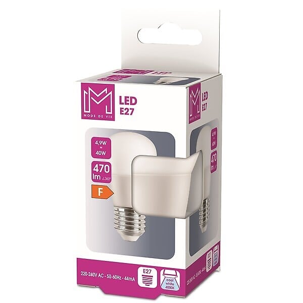 MODE DE VIE - Ampoule LED E27SPH - Dépolie - Blanc froid - 40W - large