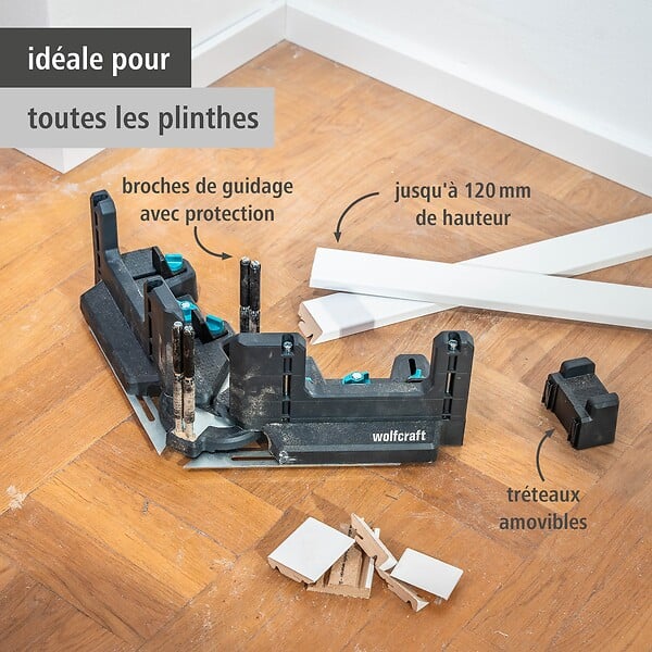 WOLFCRAFT - Boîte à onglets fausse équerre PRO - acier - plinthes 120mm - large