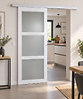 GD MENUISERIES - Porte Coulissante Kenya Blanc Vitrée H204 X L93 cm, Rail Alu, Coquilles Blanc - vignette