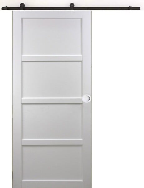 GD MENUISERIES - Porte Coulissante Tamera Blanc 4 Panneaux H204 X L83 cm, Rail Roulettes, Coquilles Blanc - large