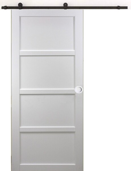 GD MENUISERIES - Porte Coulissante Tamera Blanc 4 Panneaux H204 X L63 cm, Rail Roulettes, Coquilles Blanc - large