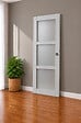GD MENUISERIES - Porte Coulissante Greyria Gris Clair Vitrée H204 x L83 cm, coquilles, tire doigt - vignette