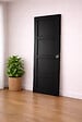 GD MENUISERIES - Porte Coulissante Telia noir 4 panneaux H204 x L83 cm, coquilles, tire doigt - vignette
