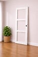 GD MENUISERIES - Porte Coulissante Kenya blanc Vitrage transparent H204 x L73 cm, coquilles, tire doigt - vignette