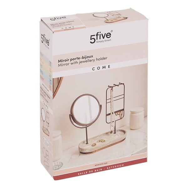 5 FIVE SIMPLY SMART - Miroir de beauté porte-bijoux Come ovale 25,5x27cm beige - large