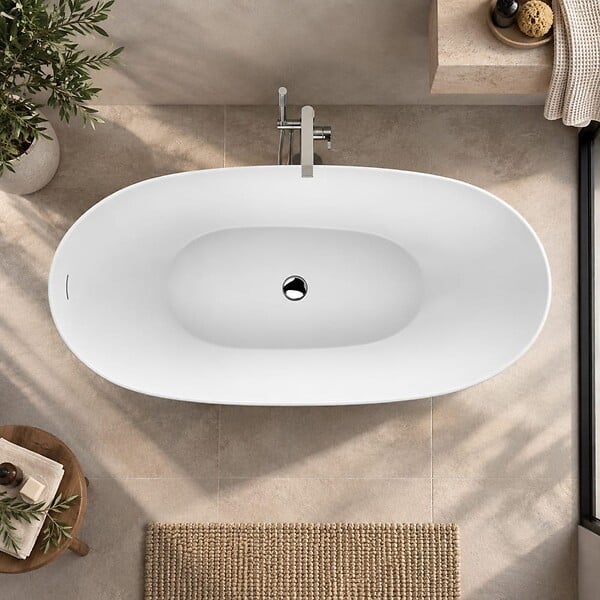 STANO - Baignoire îlot design ovale FLORIDA blanche 165 cm Mat - large