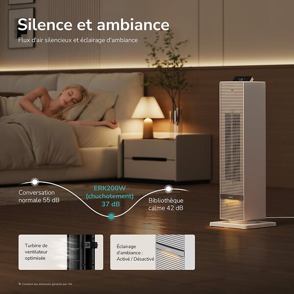 EMKE - EMKE Radiateur Soufflant Céramique 2000W, Chauffage et Mode Ventilateur, Écran LED, Télécommande - large