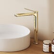 EMKE - EMKE Mitigeur de Lavabo Surélevé Monocommande 335mm en Laiton, Robinet pour Vasque à Poser avec Aérateur NEOPERL, Or Champagne - vignette