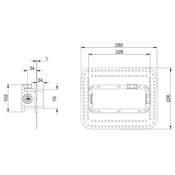 VILLEROY ET BOCH - Mitigeur lavabo mural  Architectura Square avec vidage Push Open Or brossé - large