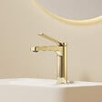 EMKE - EMKE Mitigeur de Lavabo Monocommande 195 x 173 mm en Laiton, Robinet Salle de Bain avec Aérateur NEOPERL, Or Champagne - vignette