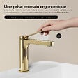 EMKE - EMKE Mitigeur de Lavabo Monocommande 195 x 173 mm en Laiton, Robinet Salle de Bain avec Aérateur NEOPERL, Or Champagne - vignette