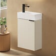 EMKE - EMKE Meuble de Salle de Bain Suspendu avec Lave-mains 41,5 x 22,5 x 64,5 cm, Réversible, Soft-Close, Gris Cachemire - vignette