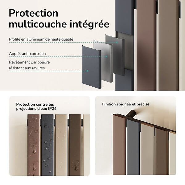 EMKE - EMKE Radiateur électrique vertical 180 x 61,6 cm 1000 W, WiFi, Alexa, design multicolore, 7 modes - large