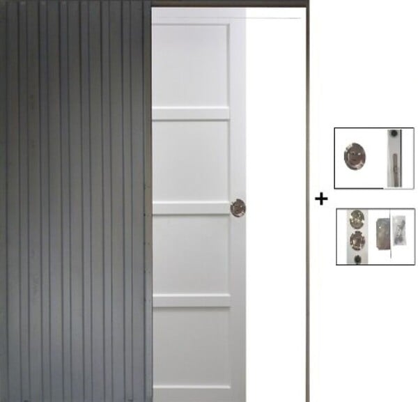 GD MENUISERIES - Porte Coulissante Tamera blanc 4 panneaux H204 x L93 cm, Galandage - large