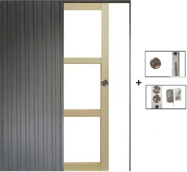 GD MENUISERIES - Porte Coulissante bois Ayous Vitrage transparent H204 x L73 cm, Galandage - large