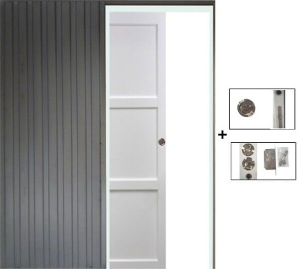 GD MENUISERIES - Porte Coulissante Korya Blanc 3 panneaux H204 x L73 cm, Galandage - large