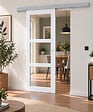 GD MENUISERIES - Porte Coulissante Kenya Blanc Vitrage transparent H204 x L83 cm, Rail Alu, Coquilles blanc - vignette