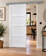 GD MENUISERIES - Porte Coulissante Tamera blanc 4 panneaux H204 x L73 cm, Rail Alu, Coquilles blanc - vignette