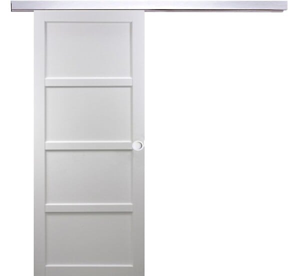 GD MENUISERIES - Porte Coulissante Tamera blanc 4 panneaux H204 x L73 cm, Rail Alu, Coquilles blanc - large