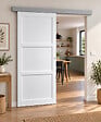 GD MENUISERIES - Porte Coulissante Korya Blanc 3 panneaux H204 x L83 cm, Rail Alu, Coquilles blanc - vignette