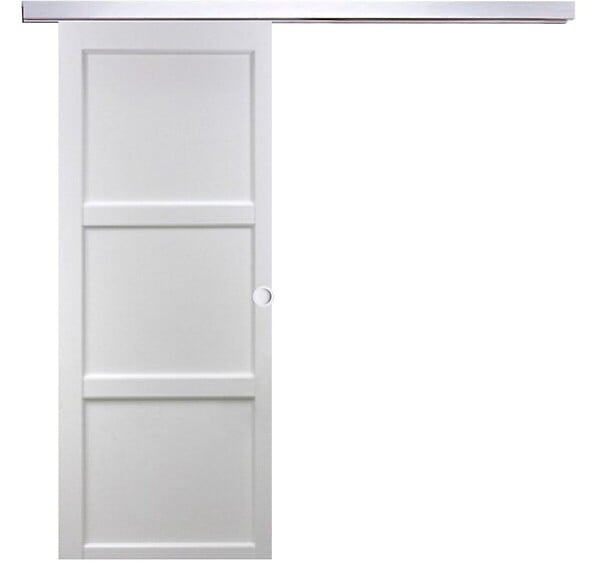 GD MENUISERIES - Porte Coulissante Korya Blanc 3 panneaux H204 x L83 cm, Rail Alu, Coquilles blanc - large