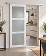 GD MENUISERIES - Porte Coulissante Kenya Blanc Vitrée H204 x L73 cm, Rail Alu, Coquilles blanc - vignette