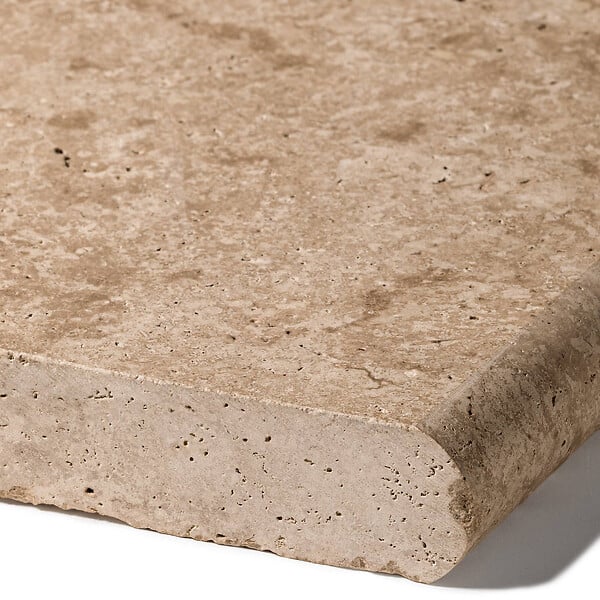 RO'MA NATURE - Margelle de piscine Travertin Beige Nuancé 61x33x3 cm Bord 1/2 Rond (à l'unité) - large