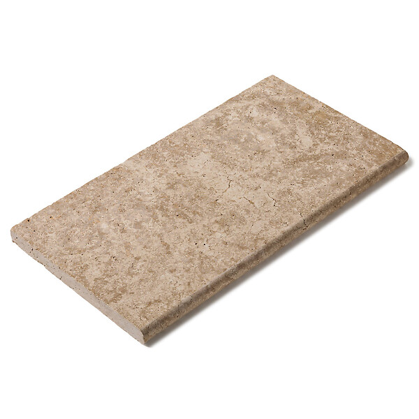 RO'MA NATURE - Margelle de piscine Travertin Beige Nuancé 61x33x3 cm Bord 1/2 Rond (à l'unité) - large