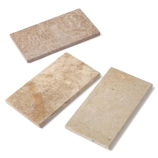 RO'MA NATURE - Margelle de piscine Travertin Beige Nuancé 61x33x3 cm Bord 1/2 Rond (à l'unité) - large