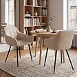 ID MARKET - Lot de 2 chaises de salle à manger, fauteuils de table MADY en velours beige - vignette