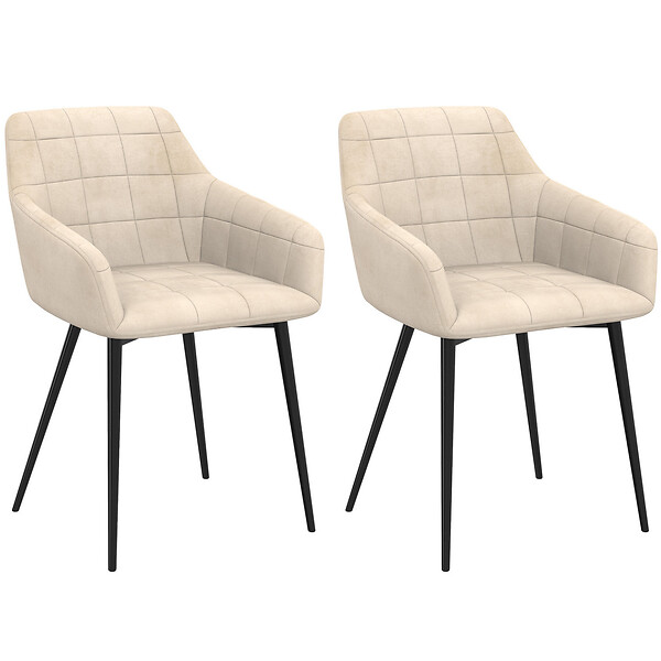 ID MARKET - Lot de 2 chaises de salle à manger, fauteuils de table MADY en velours beige - large