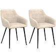 ID MARKET - Lot de 2 chaises de salle à manger, fauteuils de table MADY en velours beige - vignette