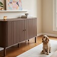 OVIALA - Buffet 2 portes scandinave rectangulaire L140 cm bois foncé - Taylor - vignette