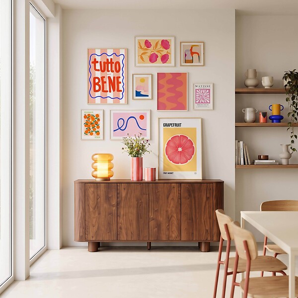 OVIALA - Buffet scandinave 4 portes L160 cm bois foncé - Dario - large