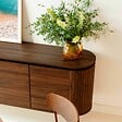 OVIALA - Buffet 3 portes moderne rectangulaire L160 cm bois foncé - Hemera - vignette