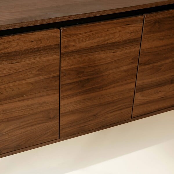 OVIALA - Buffet 3 portes moderne rectangulaire L160 cm bois foncé - Hemera - large