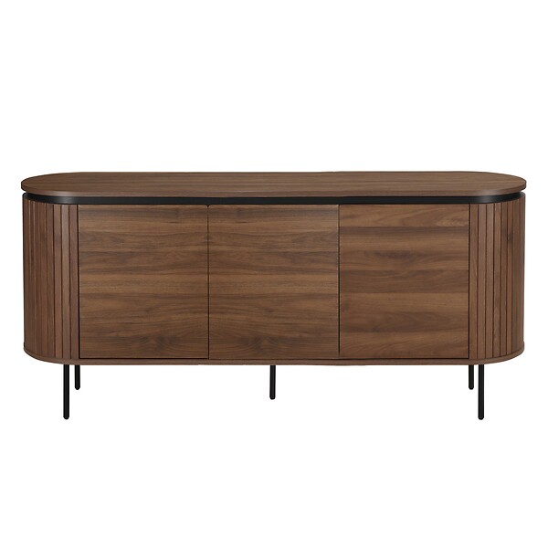 OVIALA - Buffet 3 portes moderne rectangulaire L160 cm bois foncé - Hemera - large