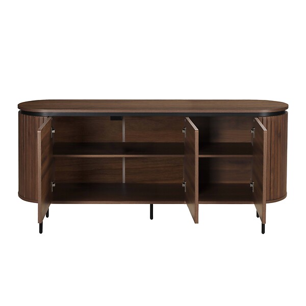 OVIALA - Buffet 3 portes moderne rectangulaire L160 cm bois foncé - Hemera - large