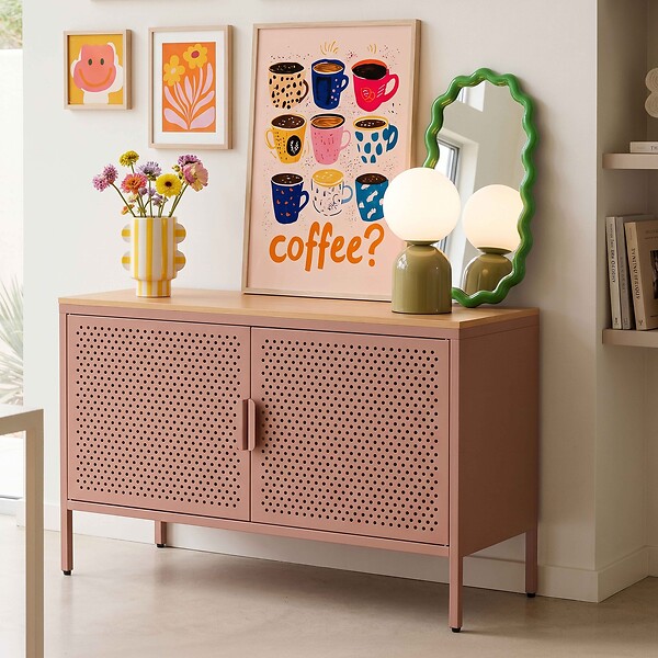 OVIALA - Buffet moderne 2 portes L100 cm en métal marron - Punchy - large