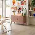 OVIALA - Buffet moderne 2 portes L100 cm en métal marron - Punchy - vignette