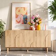 OVIALA - Buffet 3 portes en mélaminé 160 cm effet bois - Thea - vignette
