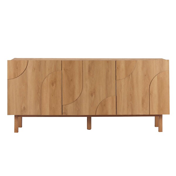 OVIALA - Buffet 3 portes en mélaminé 160 cm effet bois - Thea - large