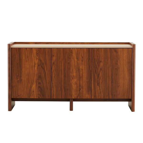 OVIALA - Buffet 3 portes moderne rectangulaire L140 cm bois foncé - Gina - large